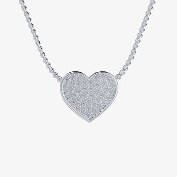 18K White Gold Heart Pendant Necklace