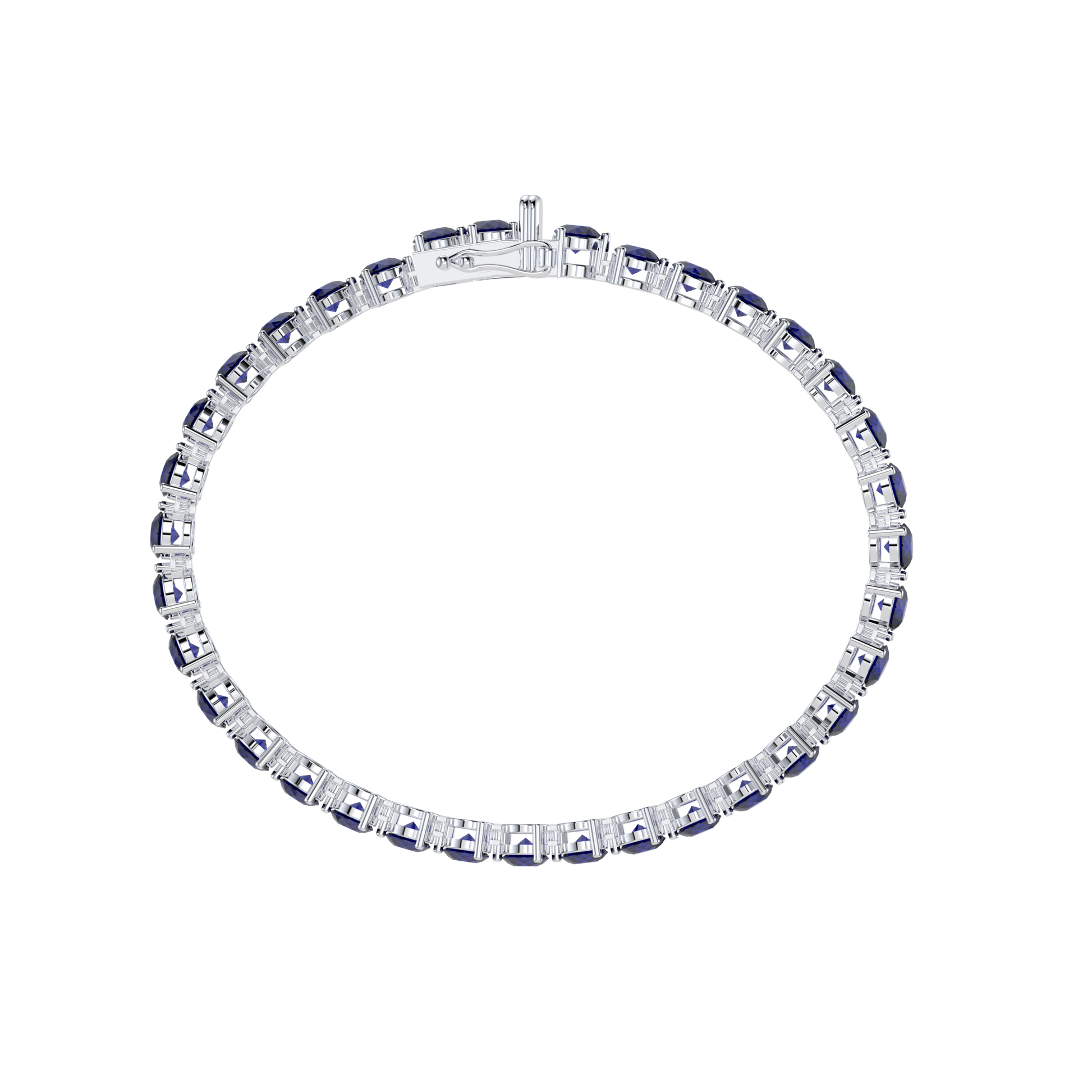 Bracelet with Blue Sapphire on a White Gold