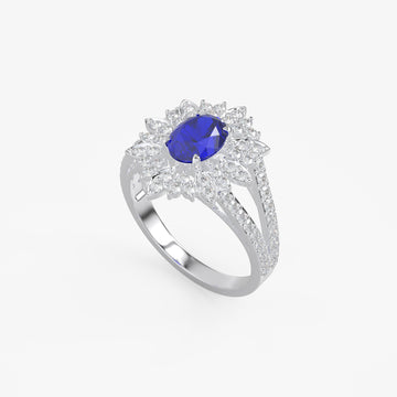 Blue Sapphire Floral Ring