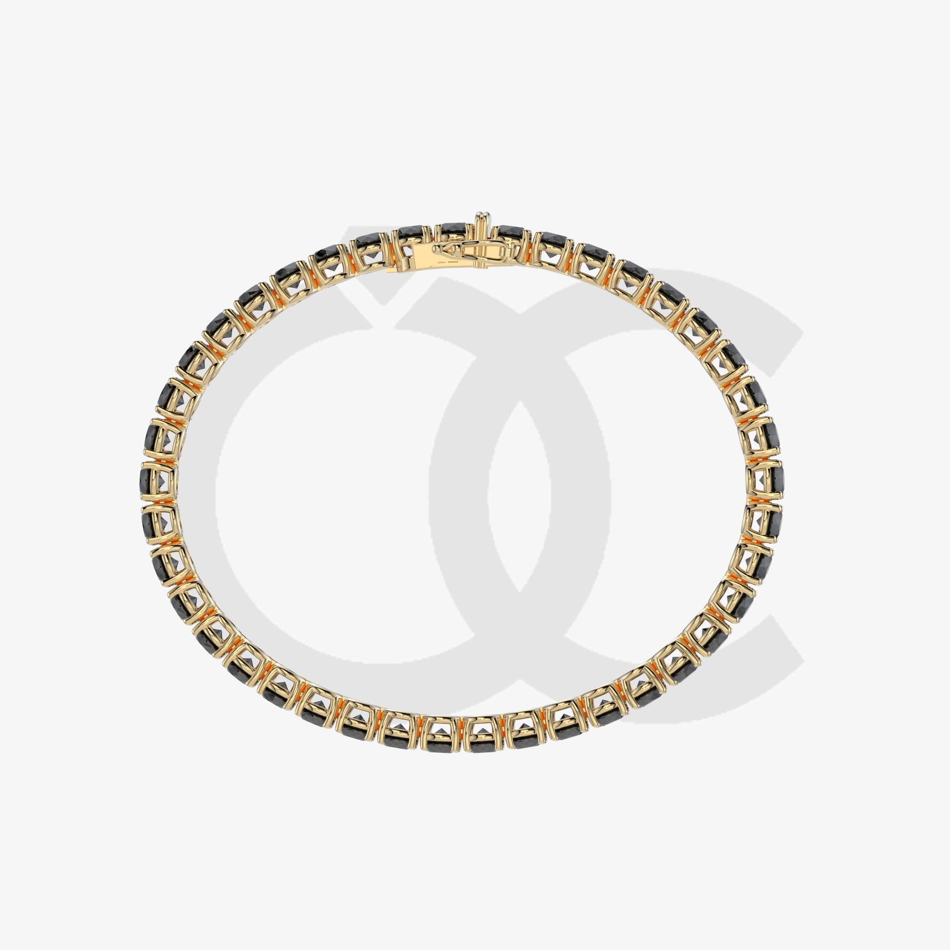 Bracelet with Black Diamond on a Yellow Gold