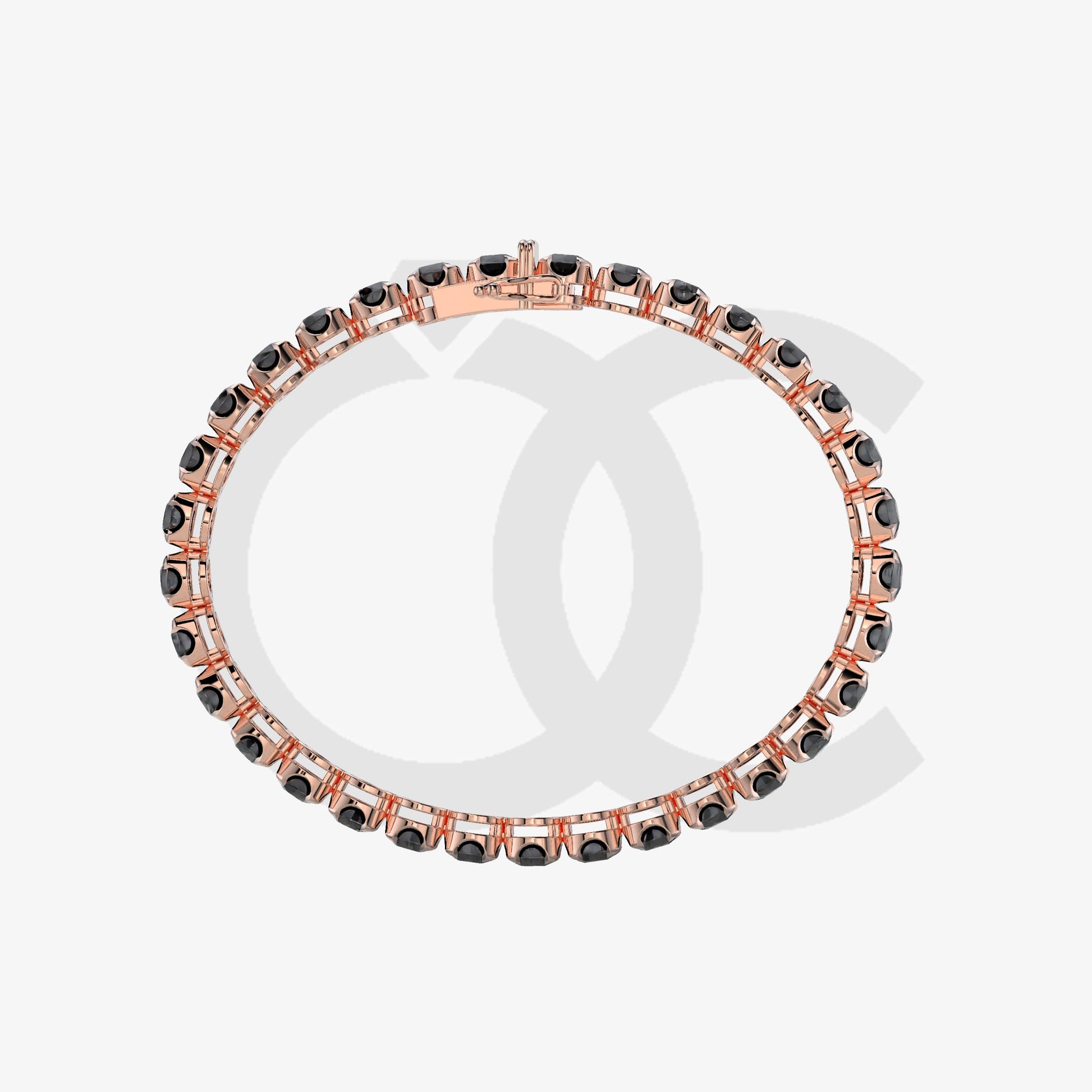 Bracelet with Black Diamond on a Rose Gold