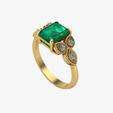 Elegant Blue Emerald & Diamond Ring