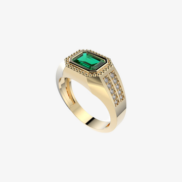 Men’s Statement Emerald Ring with Diamonds – Regal Design