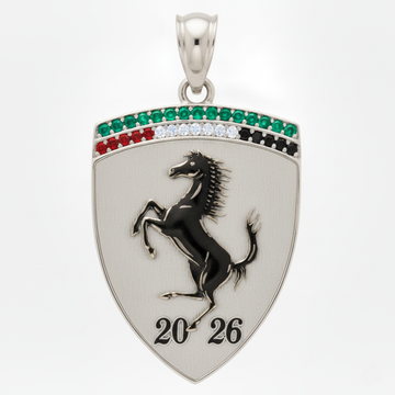 2026 New Year Horse Gift - Black - Sterling Silver - Moissanite