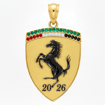 2026 New Year Horse Gift - Black - Gold Vermeil - Moissanite