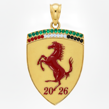 2026 New Year Horse Gift - Fire Red - Gold Vermeil - Moissanite