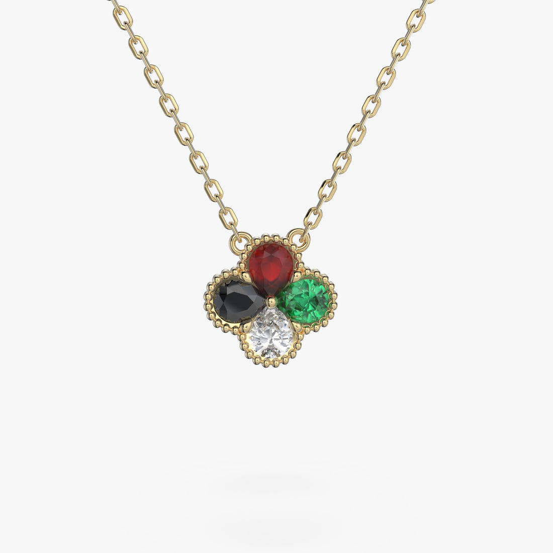 UAE National Day Clover Pendant - 18K Gold Vermeil - Moissanite