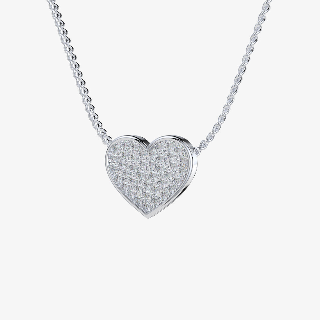 18K White Gold Heart Pendant Necklace