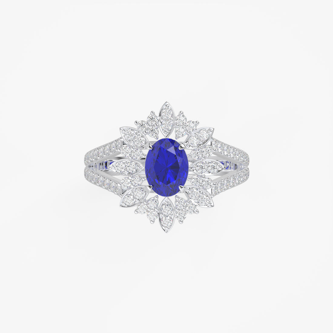 Blue Sapphire Floral Ring