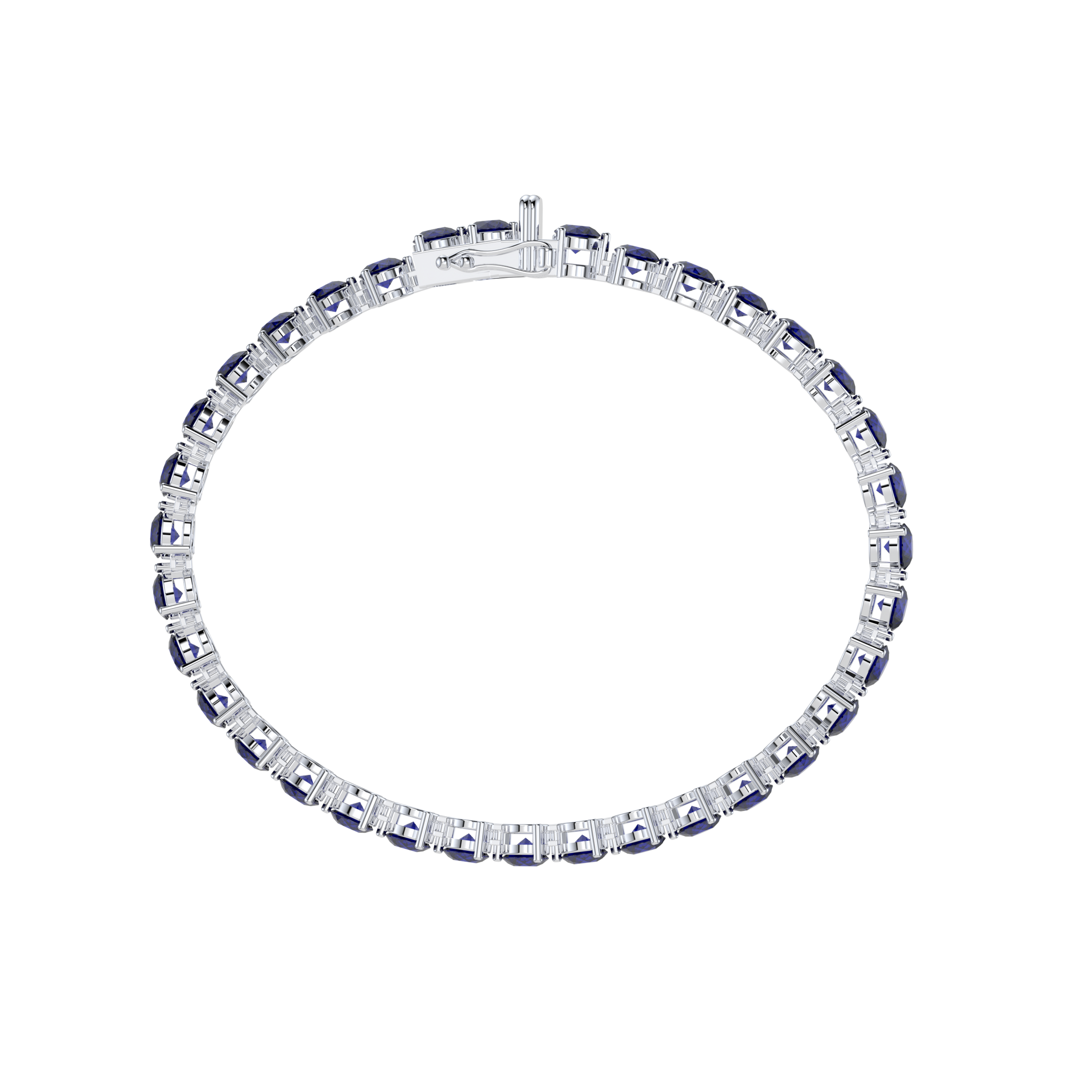 Bracelet with Blue Sapphire on a White Gold