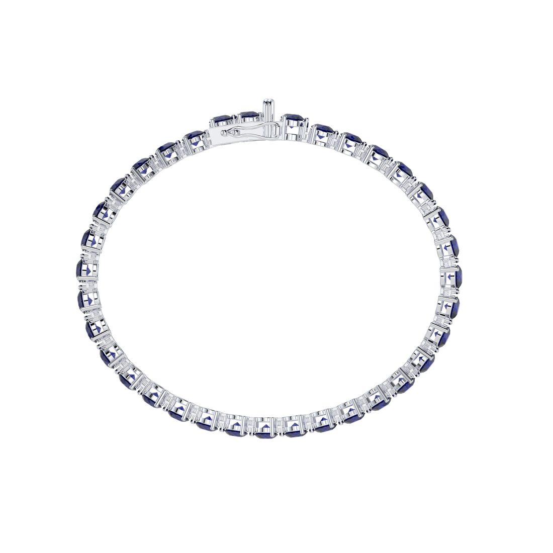 Bracelet with Blue Sapphire on a White Gold