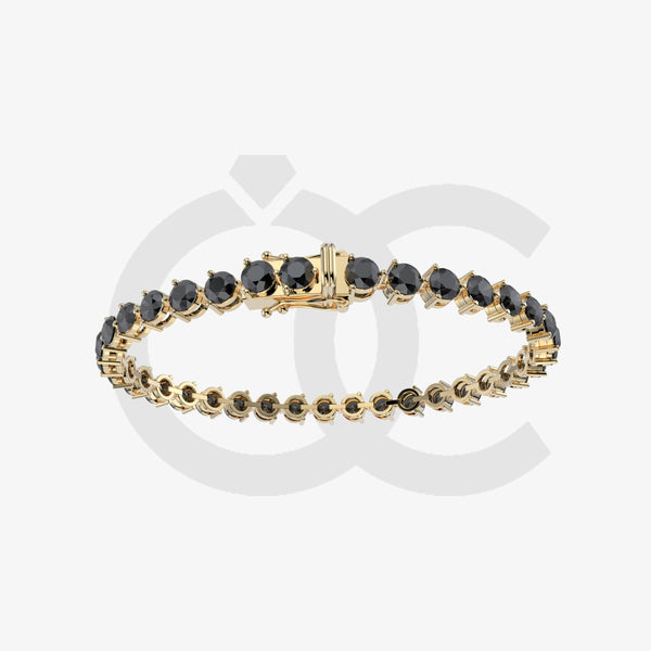 Bracelet with Black Diamond on a Yellow Gold