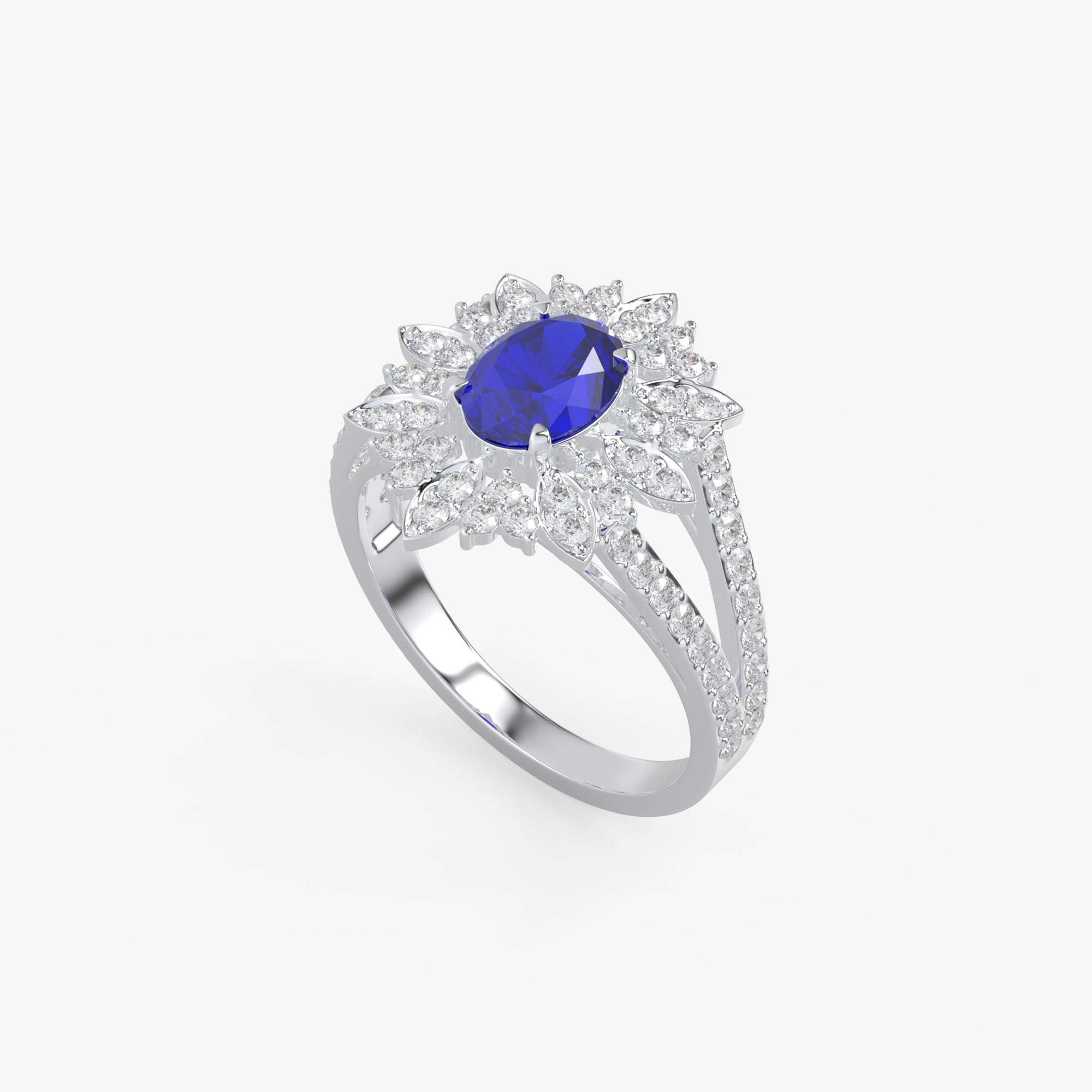 Blue Sapphire Floral Ring