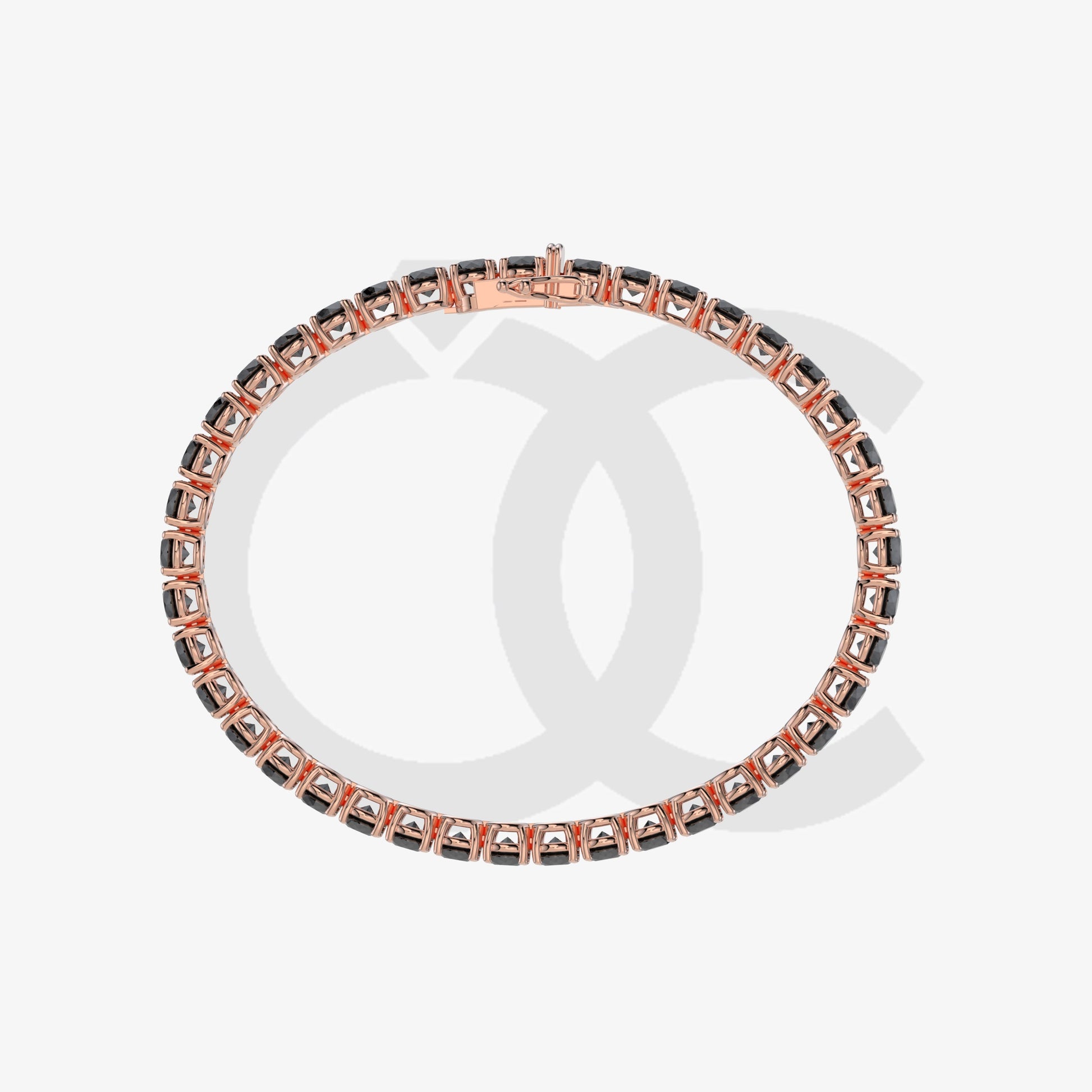 Bracelet with Black Diamond on a Rose Gold