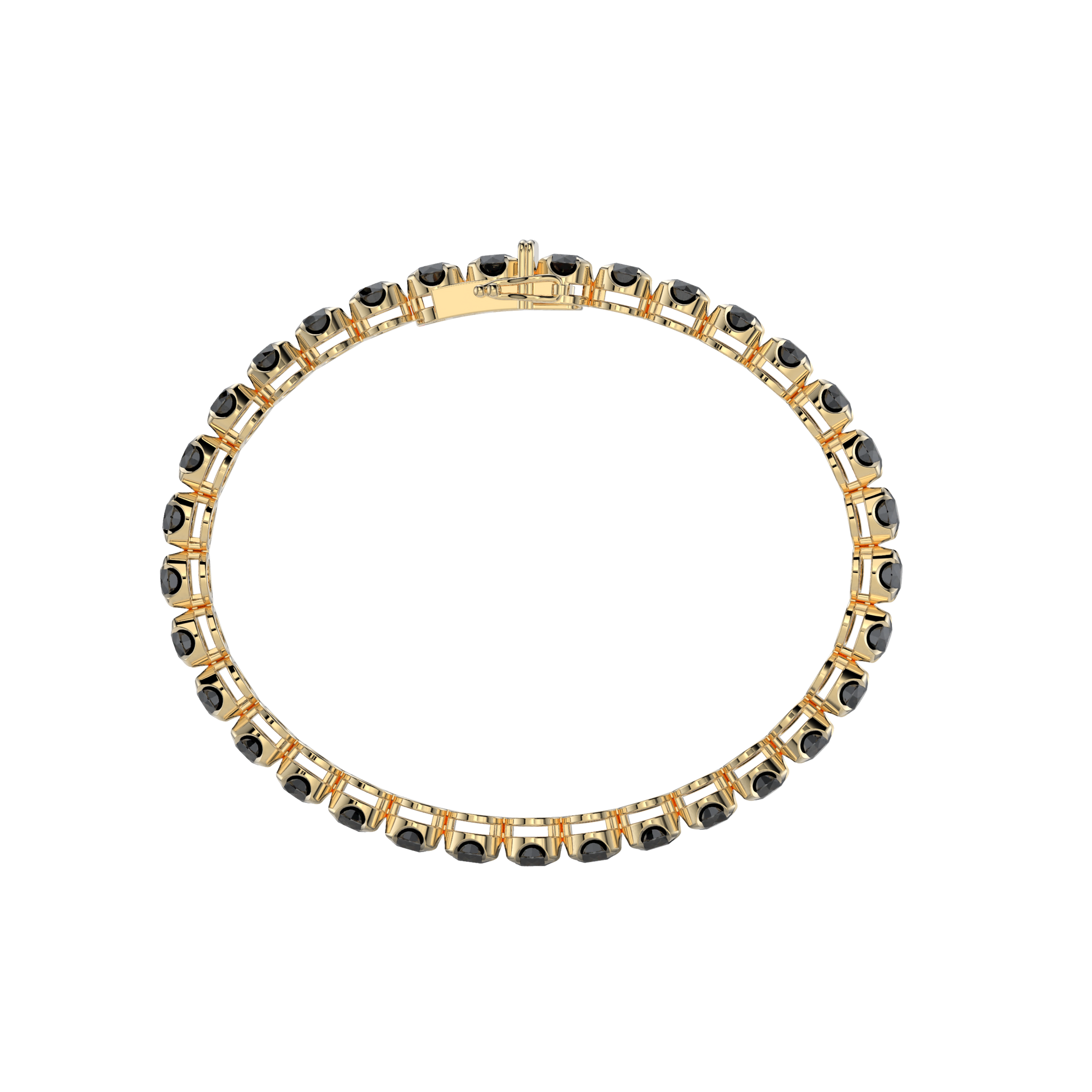 Bracelet with Black Diamond on a Yellow Gold