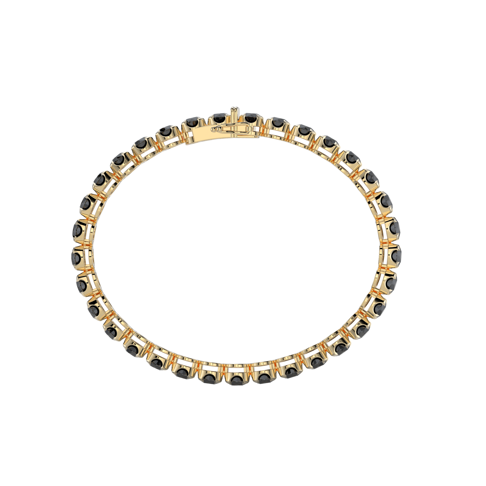 Bracelet with Black Diamond on a Yellow Gold