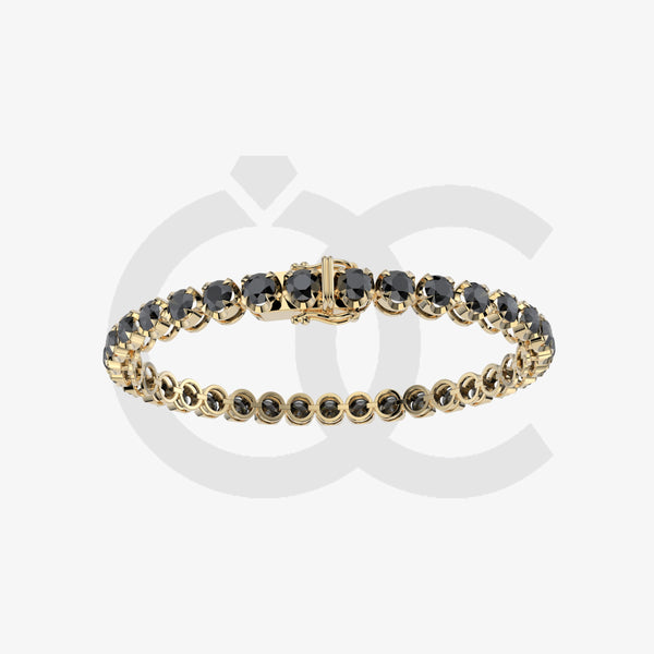 Bracelet with Black Diamond on a Yellow Gold