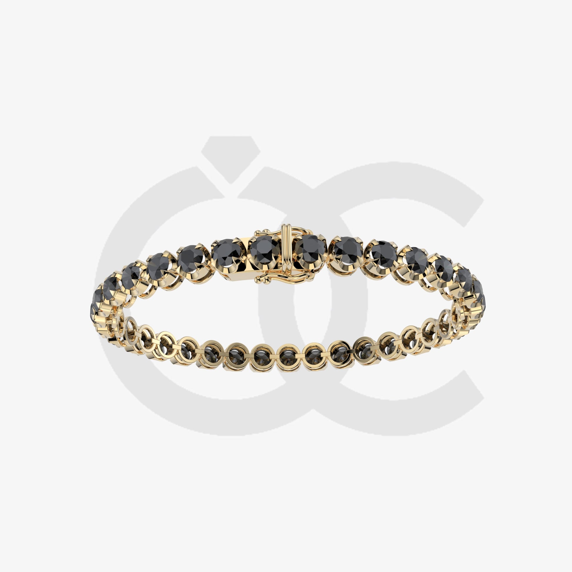 Bracelet with Black Diamond on a Yellow Gold