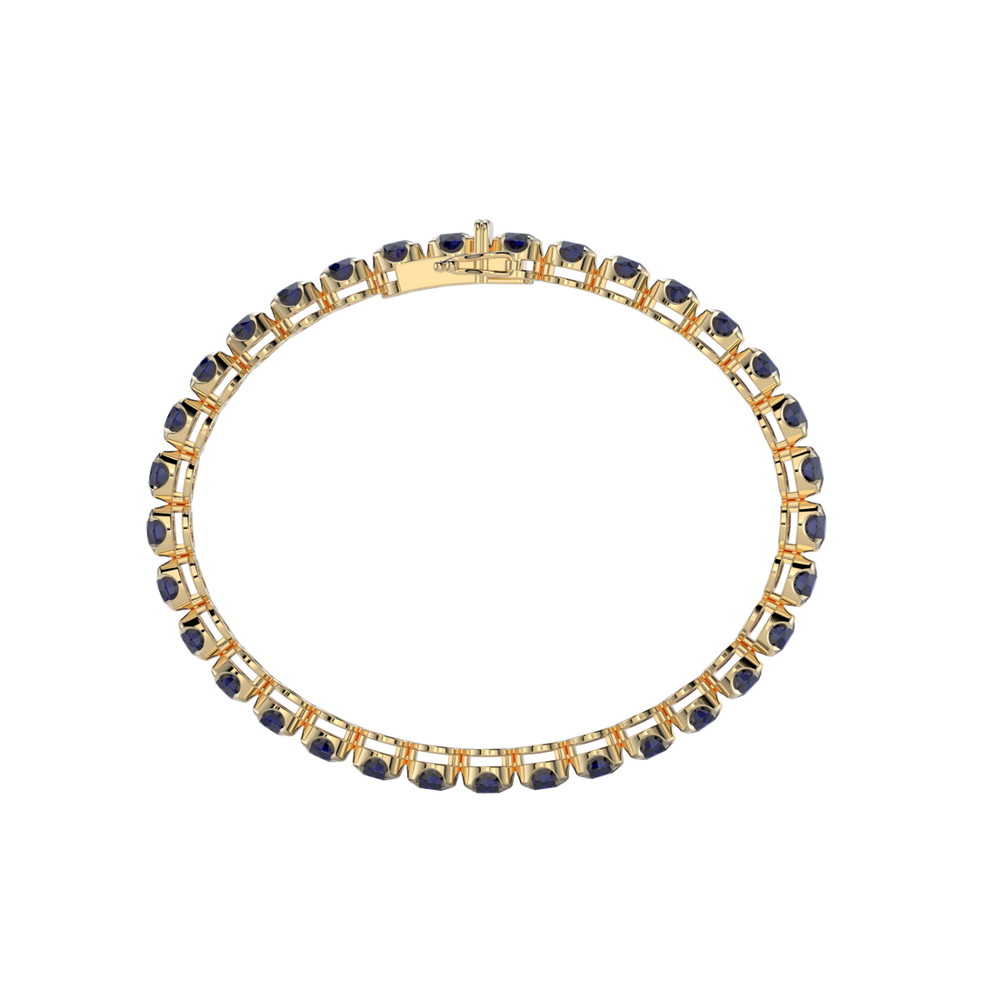 Bracelet with Blue Sapphire on a Yellow Gold