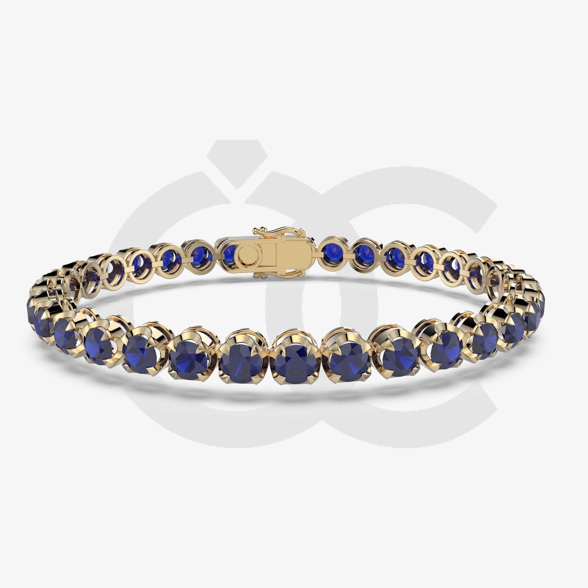 Bracelet with Blue Sapphire on a Yellow Gold