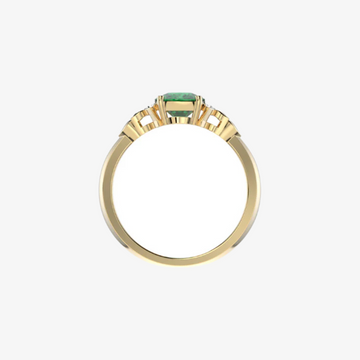 Elegant 18K Gold Ring with 1.35 Ct Blue Emerald – Floral Design.