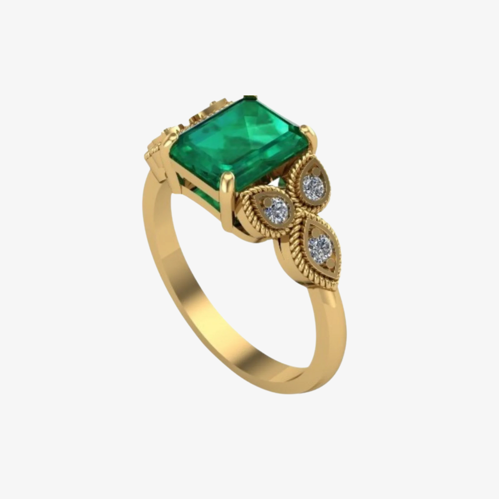 Elegant Blue Emerald & Diamond Ring