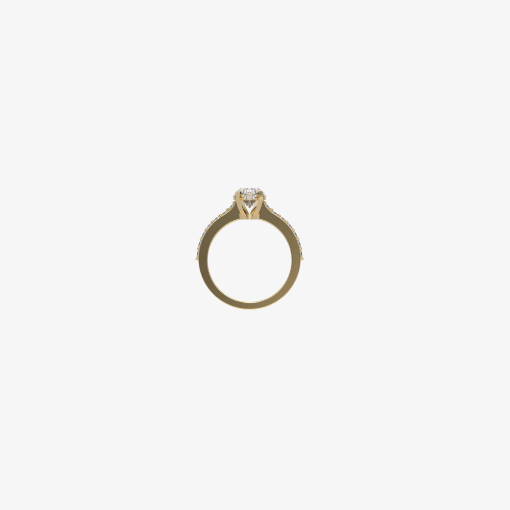 Elegant Oval-Cut Diamond Engagement Ring with Pavé Band – Yellow Gold
