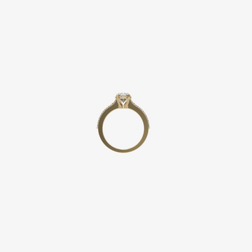 Elegant Oval-Cut Diamond Engagement Ring with Pavé Band – Yellow Gold