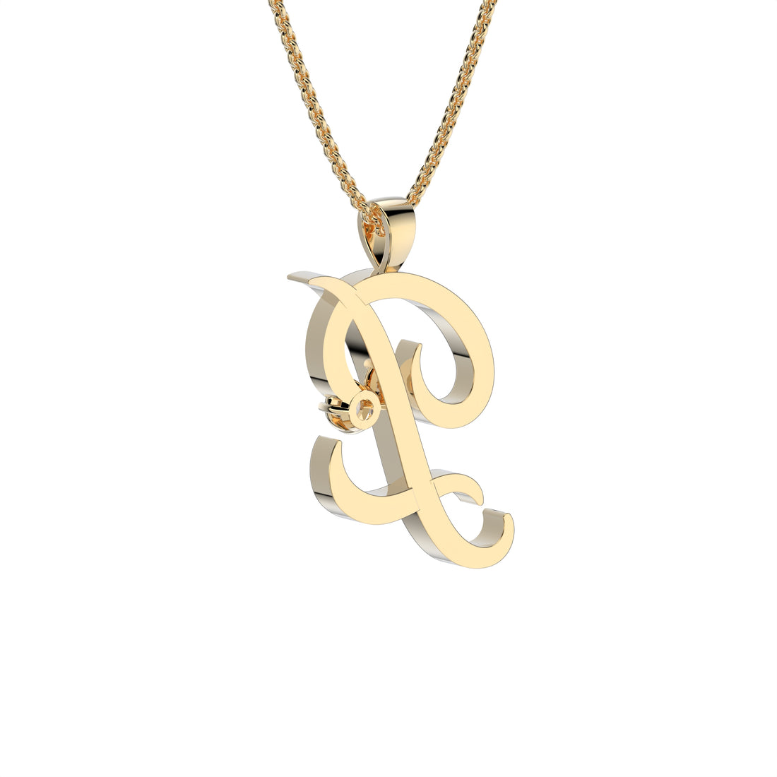 18K Gold Initial 'P' Pendant Necklace with Sparkling Stones