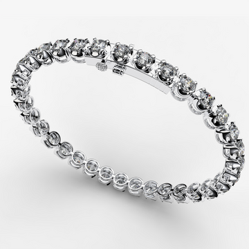 Diamond Tiger Prong Tennis Bracelet 18K Gold - 3 CTW