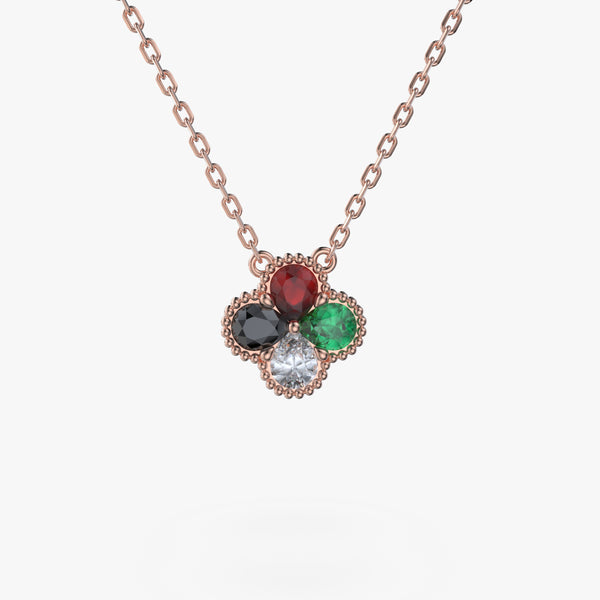 UAE National Day Clover Pendant - 18K Rose Gold Vermeil - Moissanite