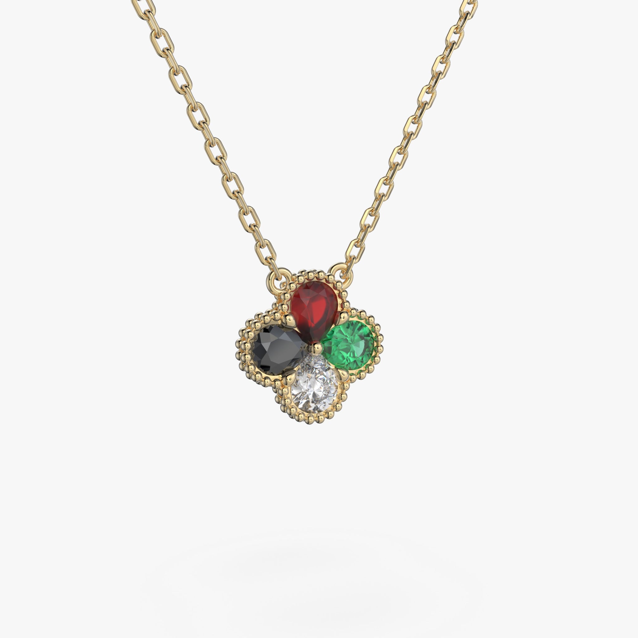 UAE National Day Clover Pendant - 18K Gold Vermeil - Moissanite