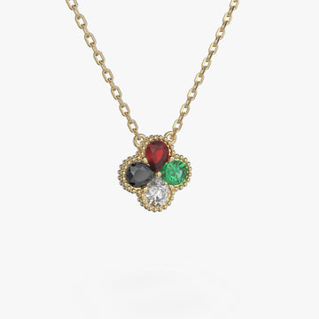 UAE National Day Clover Pendant - 18K Gold Vermeil - Moissanite